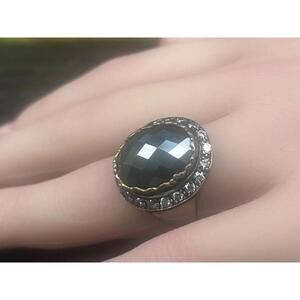 Silpada 925 Sterling Silver Hematite CZ Empress Retired Statement Ring Size 8